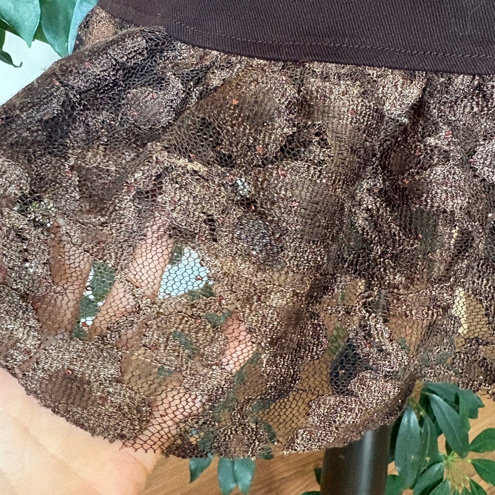 Simon Chang - Chocolate Brown Denim Mini Skirt - Picture 2 of 7